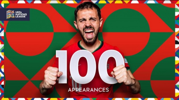 30歲B席達(dá)成葡萄牙隊(duì)100場(chǎng)里程碑：13球28助攻+2019年歐國(guó)聯(lián)冠軍